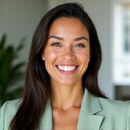 Professional photo of a friendly, knowledgeable female nutritionist.